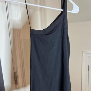 Asos Women's Black Ribbed One Shoulder Tank Top